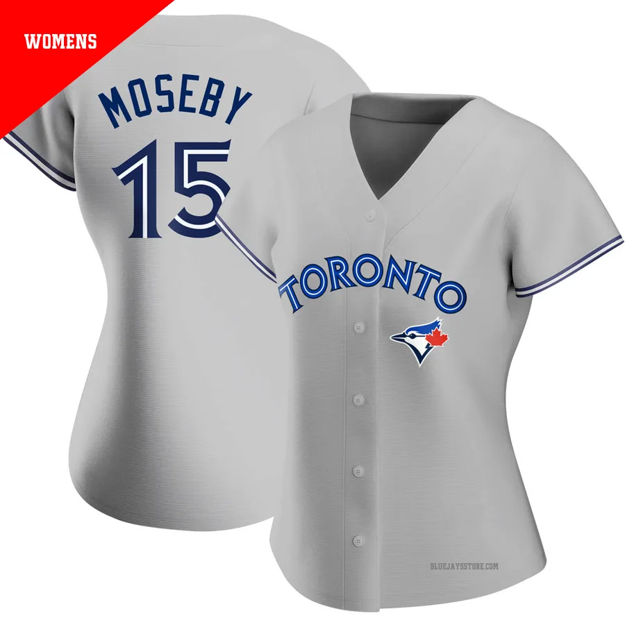 Women's Toronto Blue Jays Lloyd Moseby ＃15 Gray Authentic Road Jersey