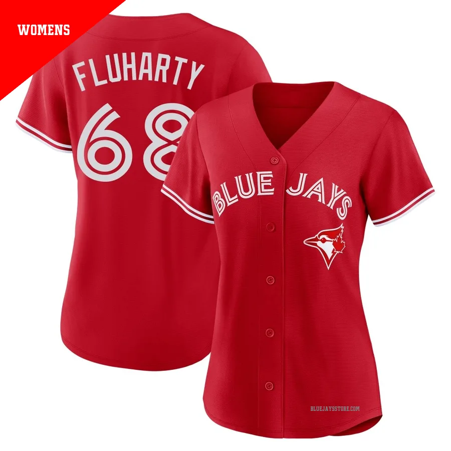 Women's Toronto Blue Jays Mason Fluharty ＃68 Red Replica Canada Day Jersey