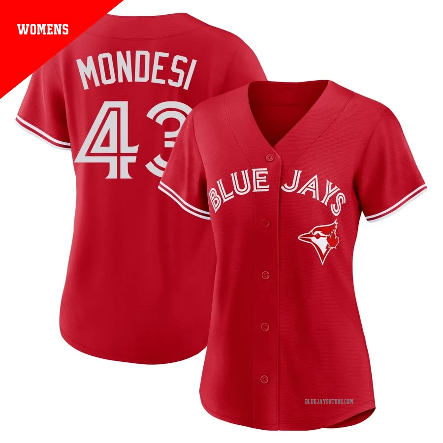 Women's Toronto Blue Jays Raul Mondesi ＃43 Red Replica Canada Day Jersey