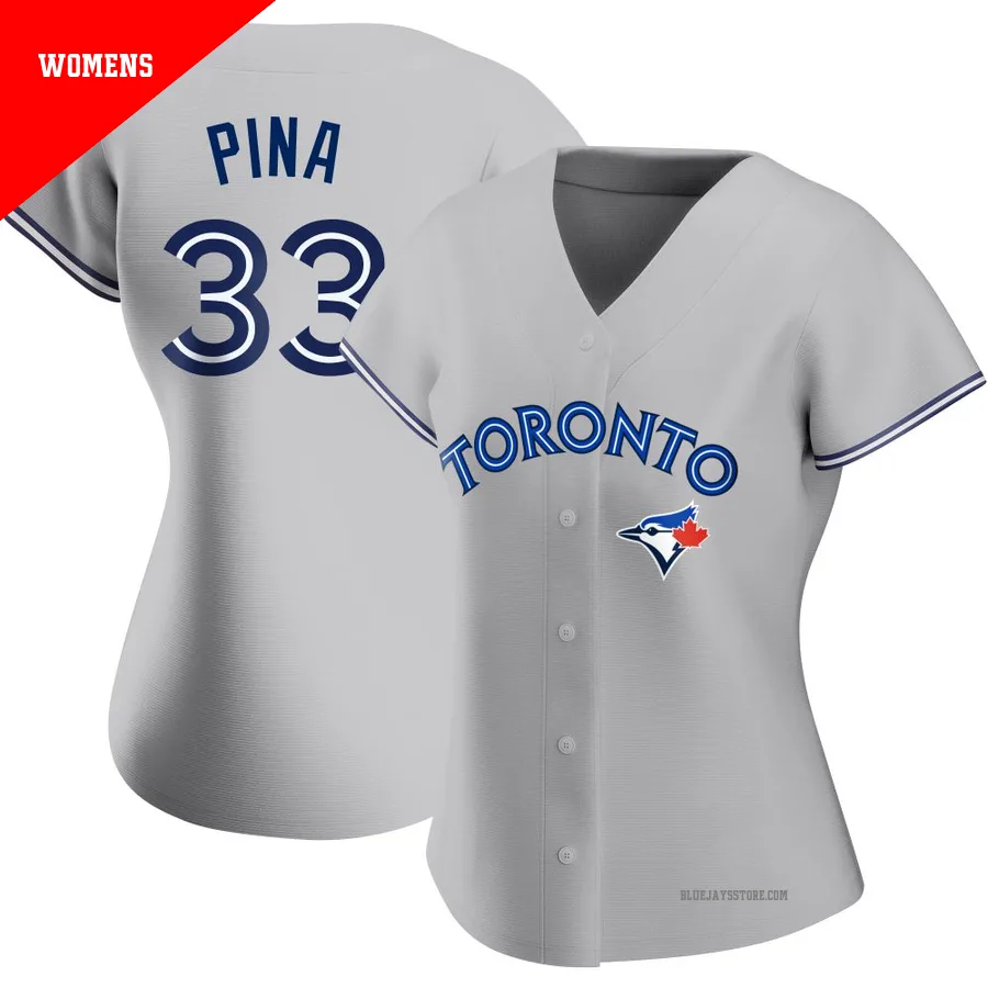 Women's Toronto Blue Jays Robinson Pina ＃33 Gray Replica Road Jersey