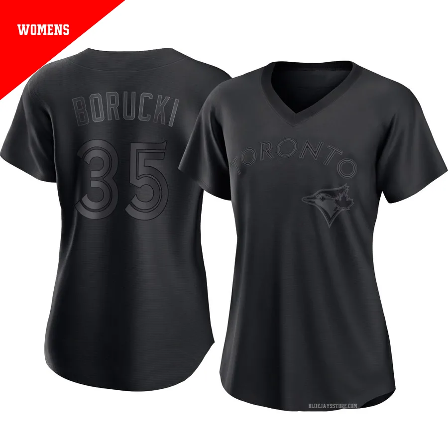 Women's Toronto Blue Jays Ryan Borucki ＃35 Black Replica Pitch Fashion Jersey