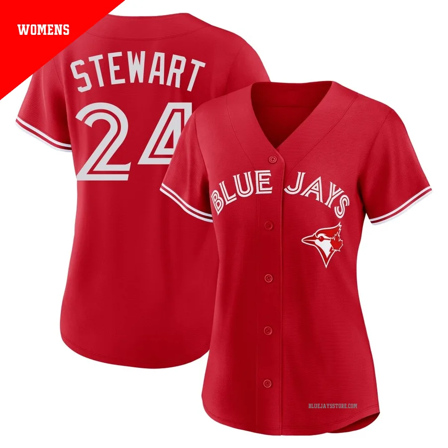 Women's Toronto Blue Jays Shannon Stewart ＃24 Red Replica Canada Day Jersey