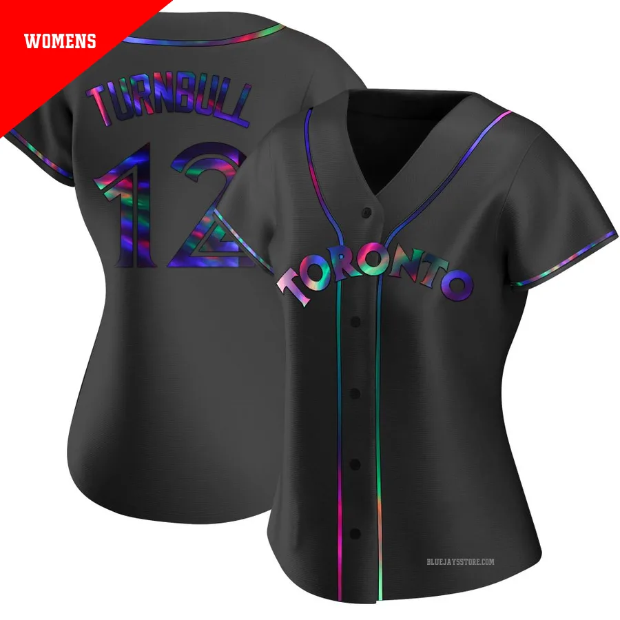 Women's Toronto Blue Jays Spencer Turnbull ＃12 Black Replica Holographic Alternate Jersey