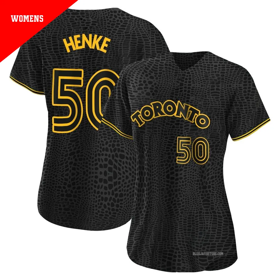 Women's Toronto Blue Jays Tom Henke ＃50 Black Authentic Snake Skin City Jersey