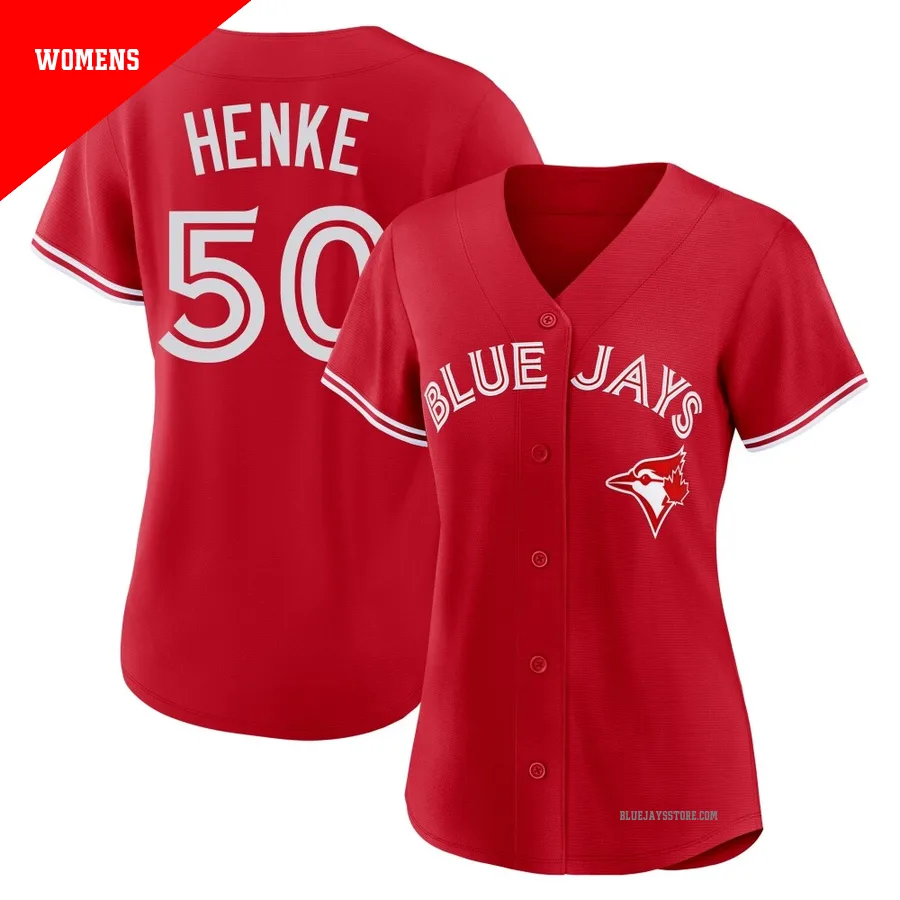 Women's Toronto Blue Jays Tom Henke ＃50 Red Replica Canada Day Jersey