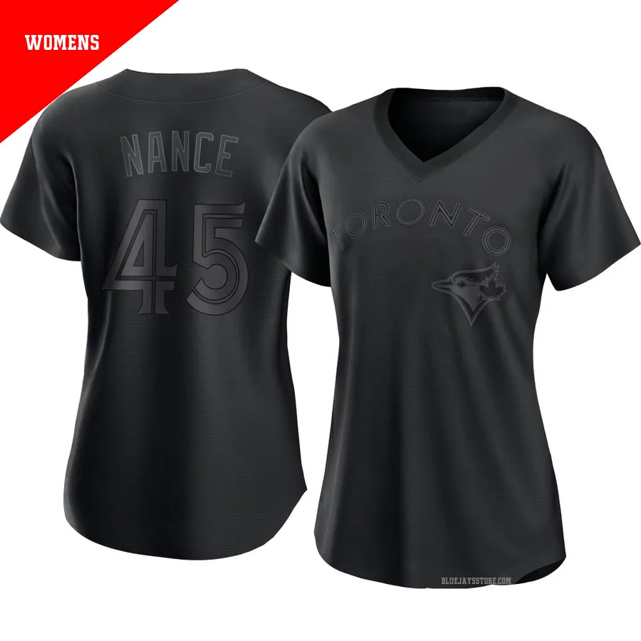 Women's Toronto Blue Jays Tommy Nance ＃45 Black Authentic Pitch Fashion Jersey