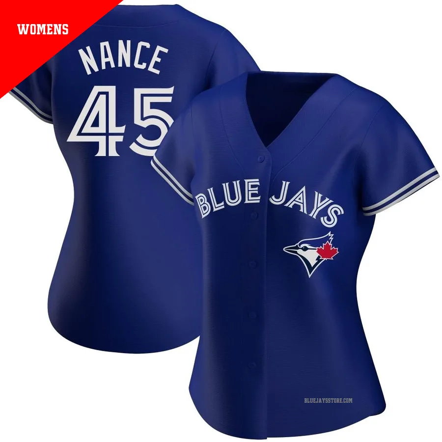 Women's Toronto Blue Jays Tommy Nance ＃45 Royal Authentic Alternate Jersey
