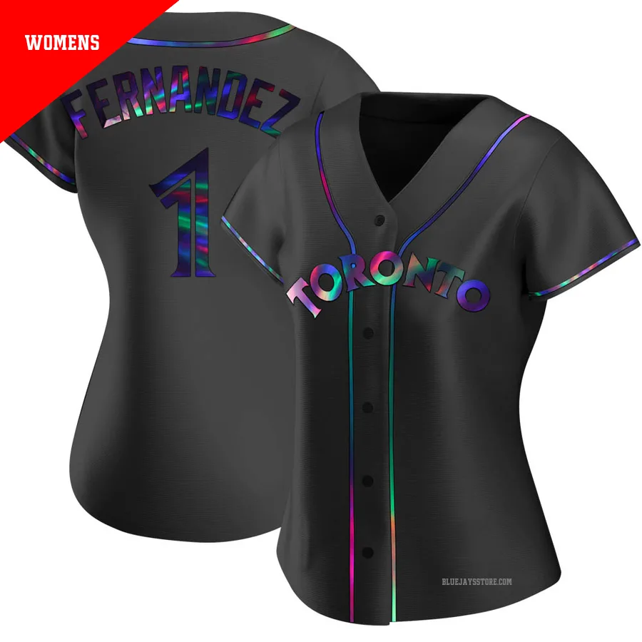 Women's Toronto Blue Jays Tony Fernandez ＃1 Black Replica Holographic Alternate Jersey