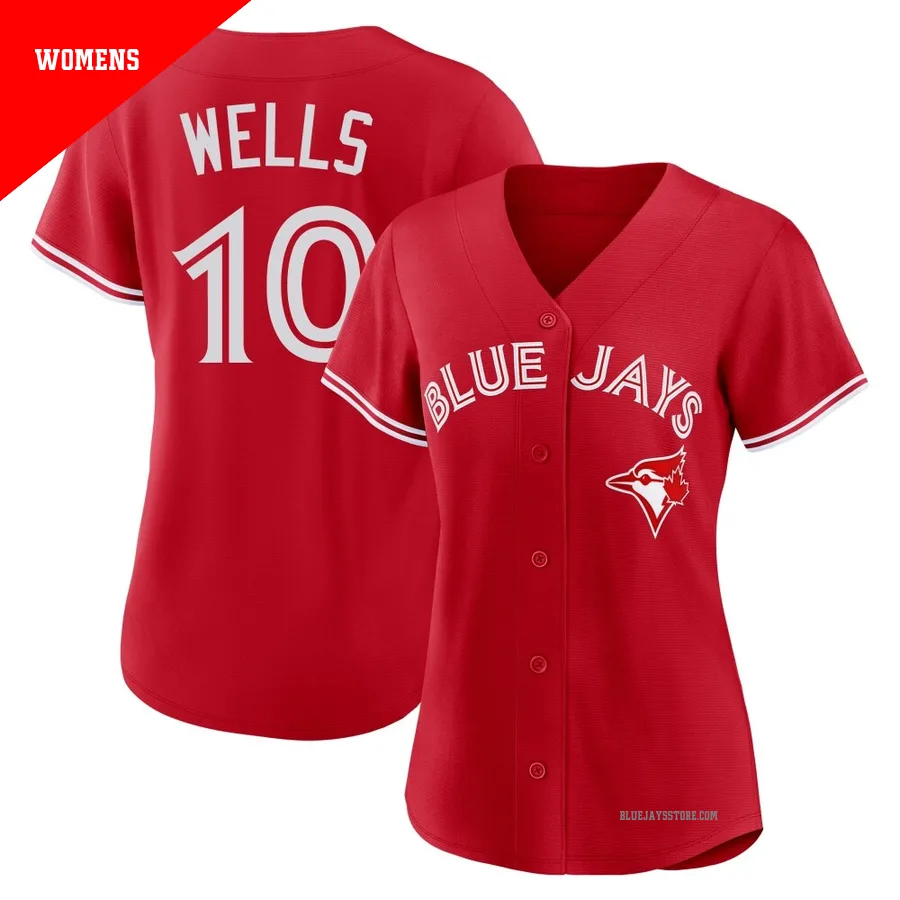 Women's Toronto Blue Jays Vernon Wells ＃10 Red Replica Canada Day Jersey