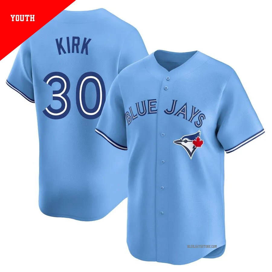 Youth Toronto Blue Jays Alejandro Kirk ＃30 Blue Limited Powder Alternate Jersey