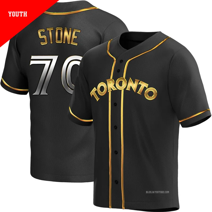 Youth Toronto Blue Jays Alex Stone ＃70 Gold Replica Black en Alternate Jersey