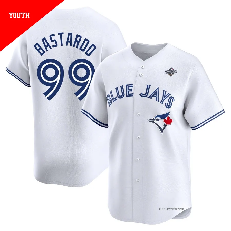 Youth Toronto Blue Jays Angel Bastardo ＃99 White Limited Home 2025 World Series Jersey
