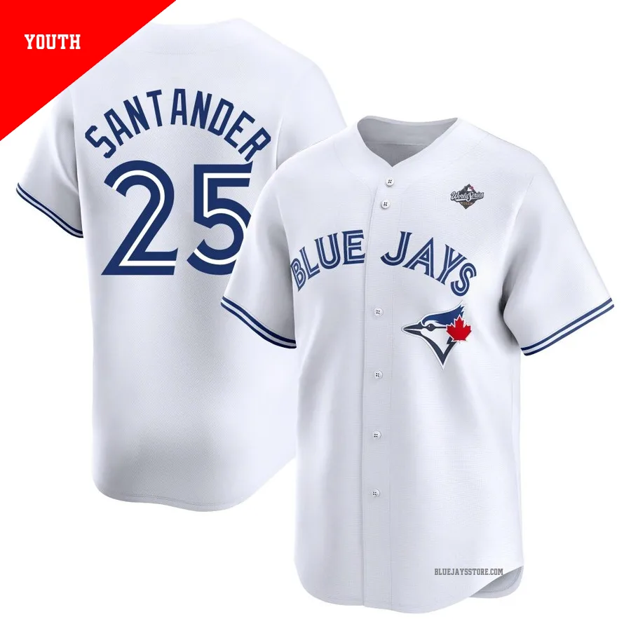 Youth Toronto Blue Jays Anthony Santander ＃25 White Limited Home 2025 World Series Jersey