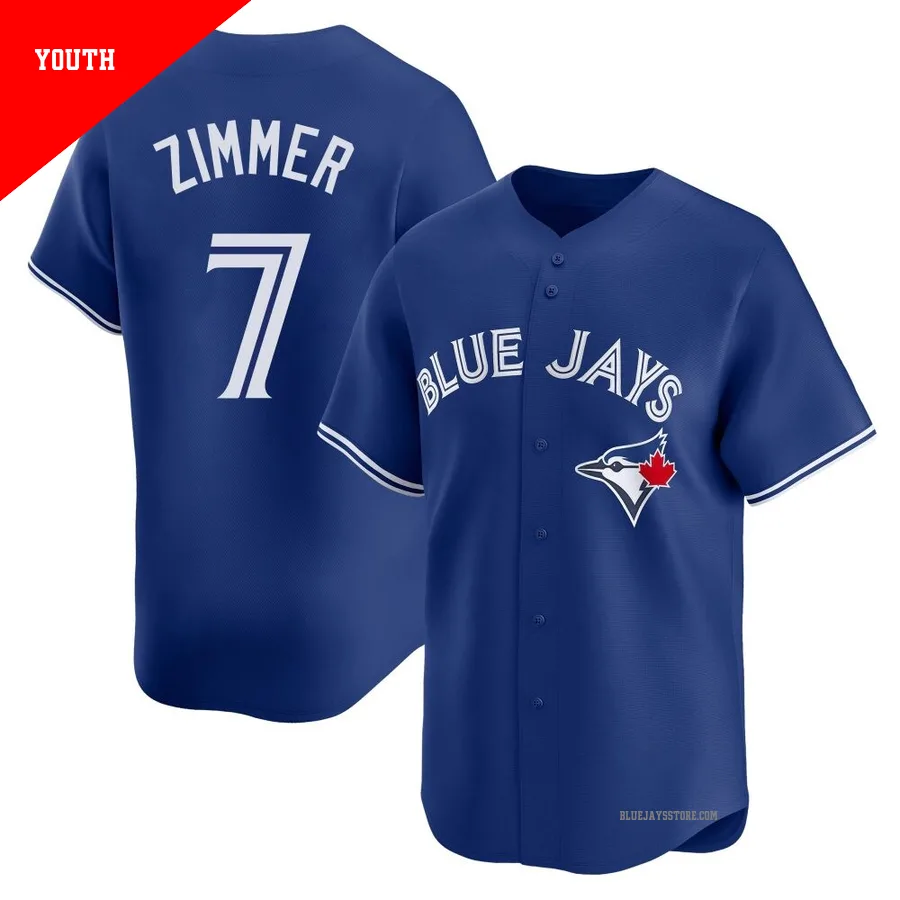 Youth Toronto Blue Jays Bradley Zimmer ＃7 Royal Limited Alternate Jersey