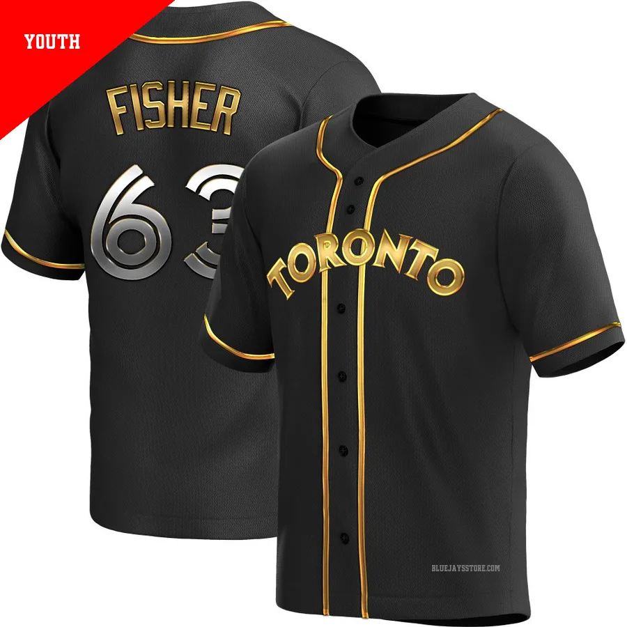 Youth Toronto Blue Jays Braydon Fisher ＃63 Gold Replica Black en Alternate Jersey