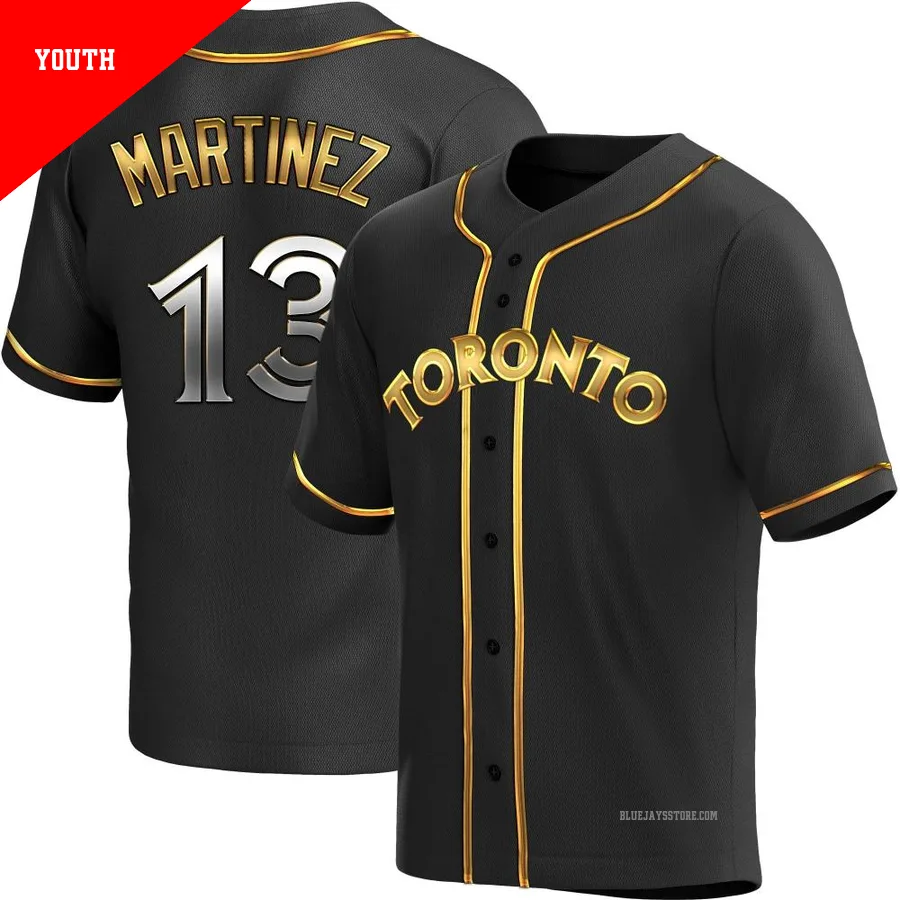 Youth Toronto Blue Jays Buck Martinez ＃13 Gold Replica Black en Alternate Jersey
