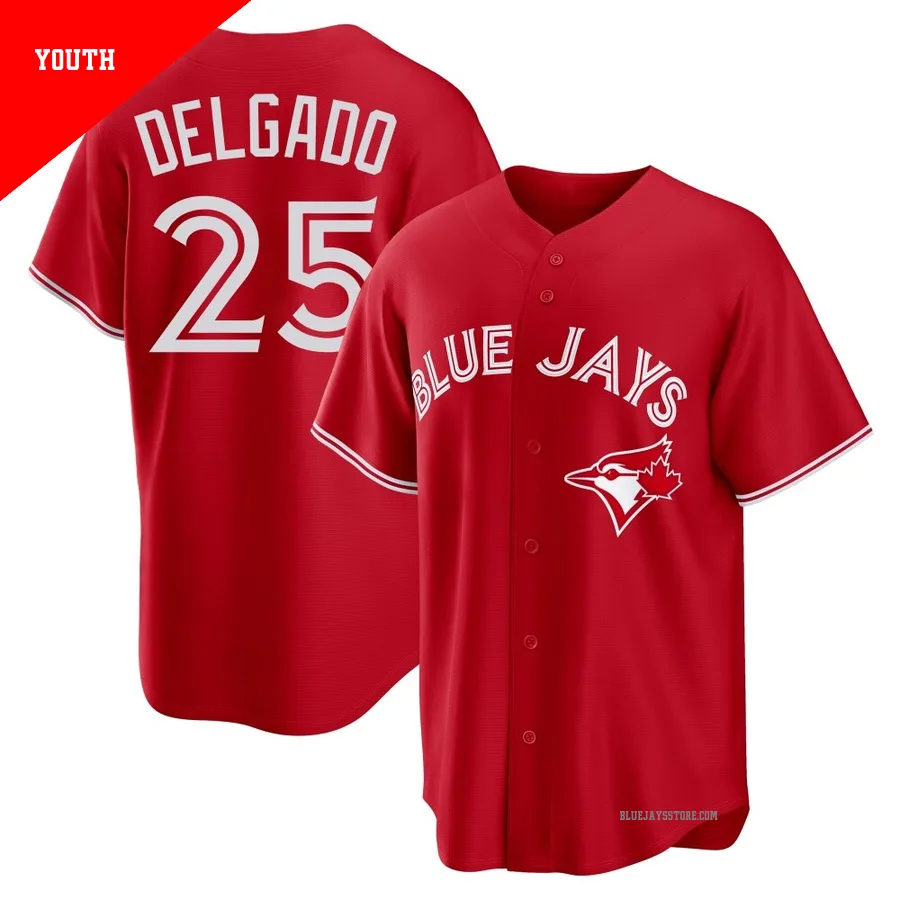 Youth Toronto Blue Jays Carlos Delgado ＃25 Red Replica Canada Day Jersey