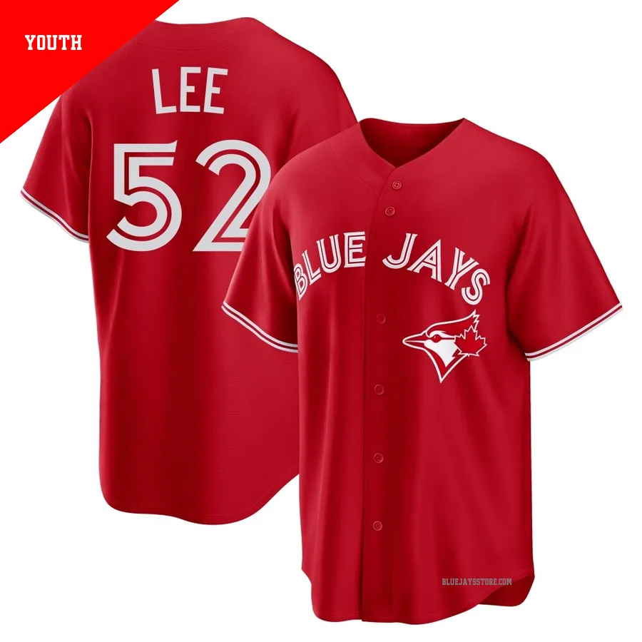 Youth Toronto Blue Jays Chase Lee ＃52 Red Replica Canada Day Jersey