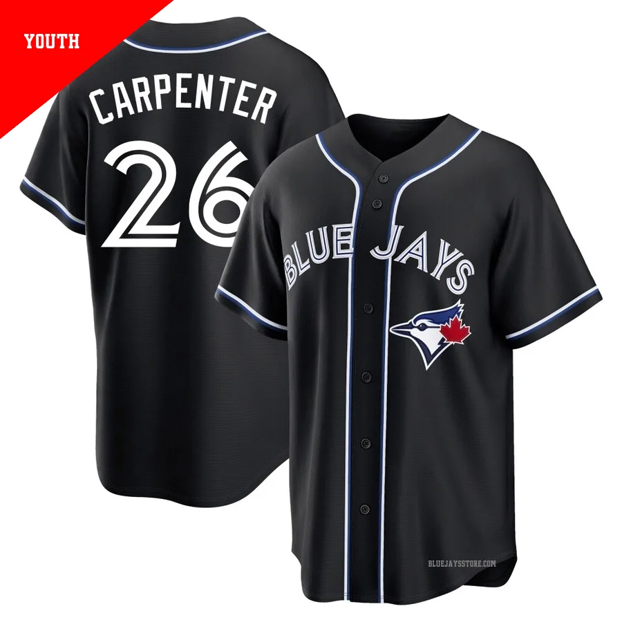 Youth Toronto Blue Jays Chris Carpenter ＃26 Black Replica Fashion Out Jersey