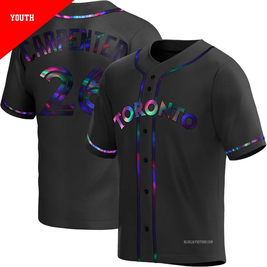 Youth Toronto Blue Jays Chris Carpenter ＃26 Black Replica Holographic Alternate Jersey