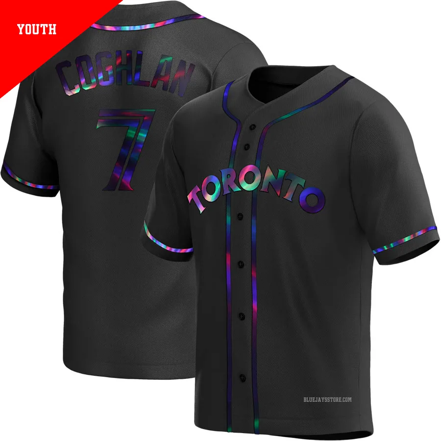 Youth Toronto Blue Jays Chris Coghlan ＃7 Black Replica Holographic Alternate Jersey