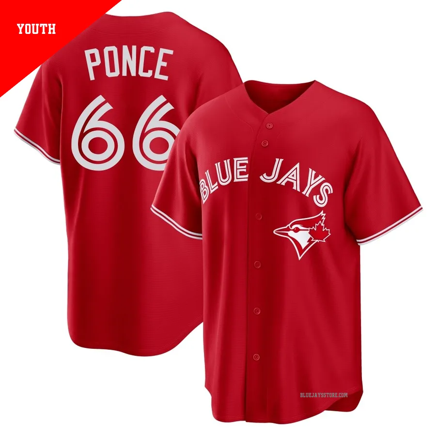 Youth Toronto Blue Jays Cody Ponce ＃66 Red Replica Canada Day Jersey