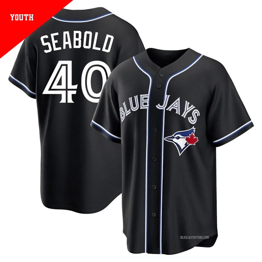 Youth Toronto Blue Jays Connor Seabold ＃40 Black Replica Fashion Out Jersey