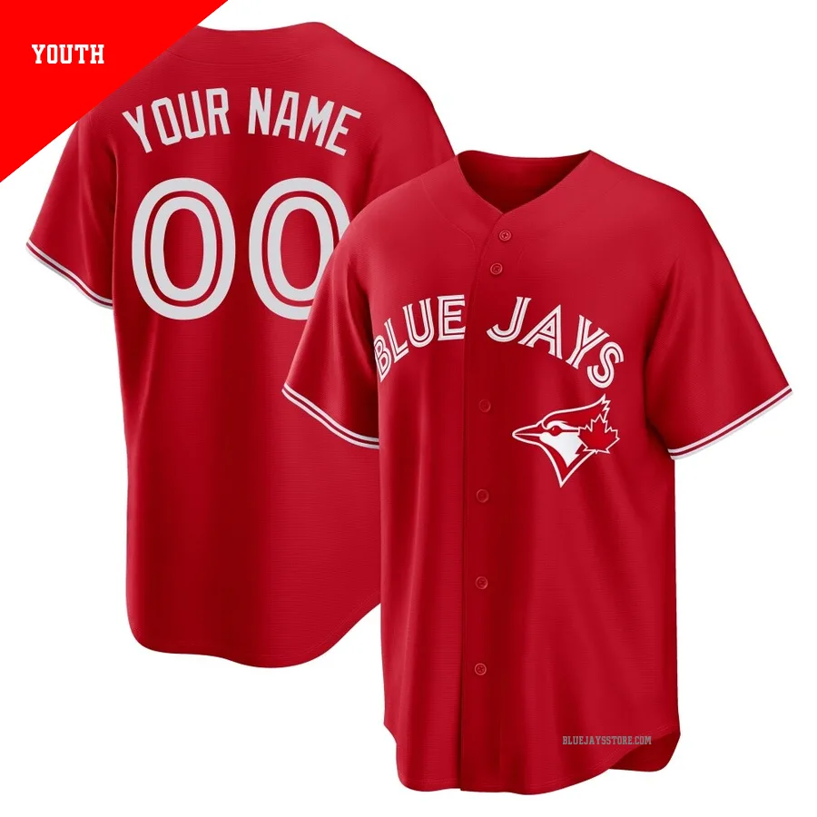 Youth Toronto Blue Jays Custom ＃00 Red Replica Canada Day Jersey
