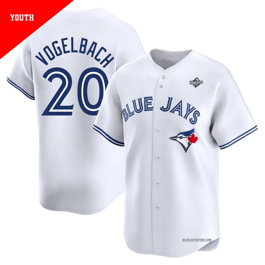 Youth Toronto Blue Jays Daniel Vogelbach ＃20 White Limited Home 2025 World Series Jersey