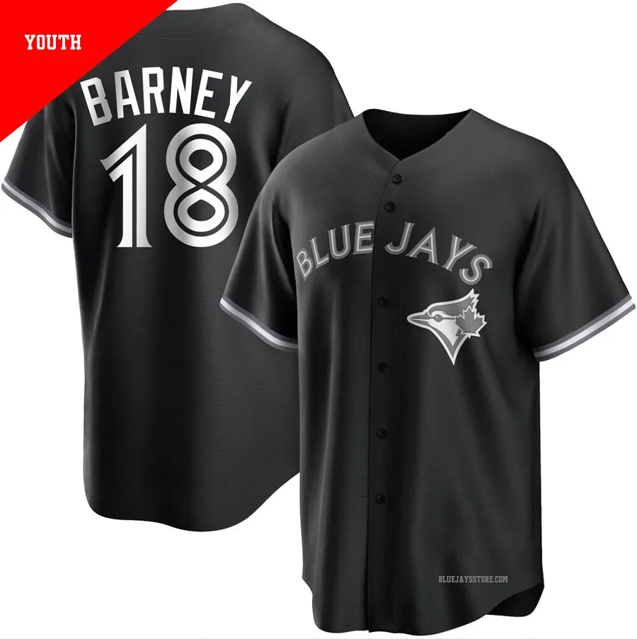 Youth Toronto Blue Jays Darwin Barney ＃18 Black/White Replica Jersey
