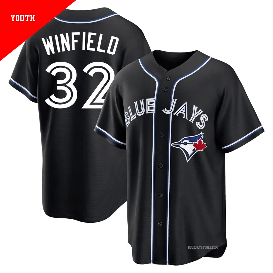 Youth Toronto Blue Jays Dave Winfield ＃32 Black Replica Fashion Out Jersey