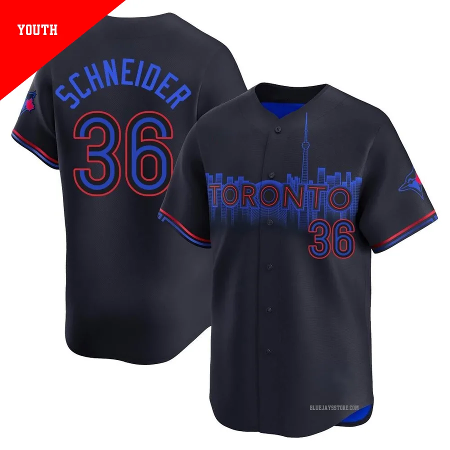 Youth Toronto Blue Jays Davis Schneider ＃36 Black Limited 2024 City Connect Jersey