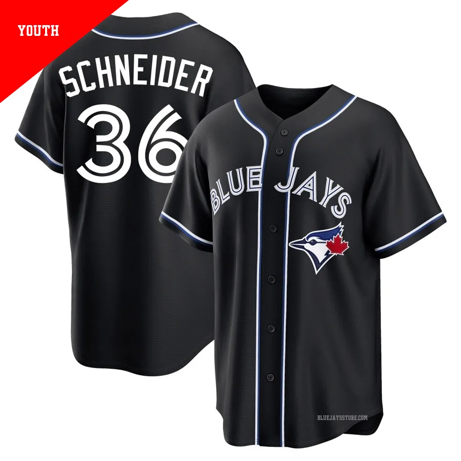 Youth Toronto Blue Jays Davis Schneider ＃36 Black Replica Fashion Out Jersey