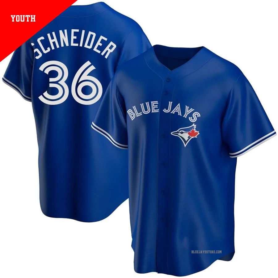 Youth Toronto Blue Jays Davis Schneider ＃36 Royal Replica Alternate Jersey