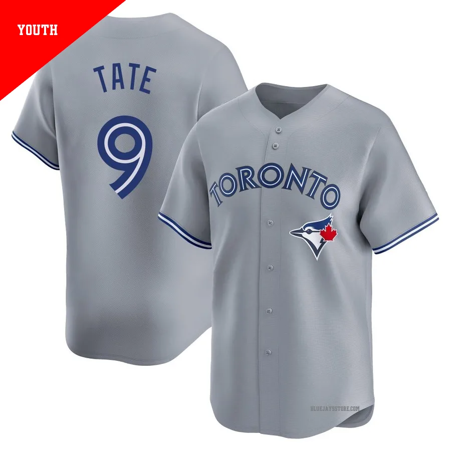 Youth Toronto Blue Jays Dillon Tate ＃9 Gray Limited Away Jersey