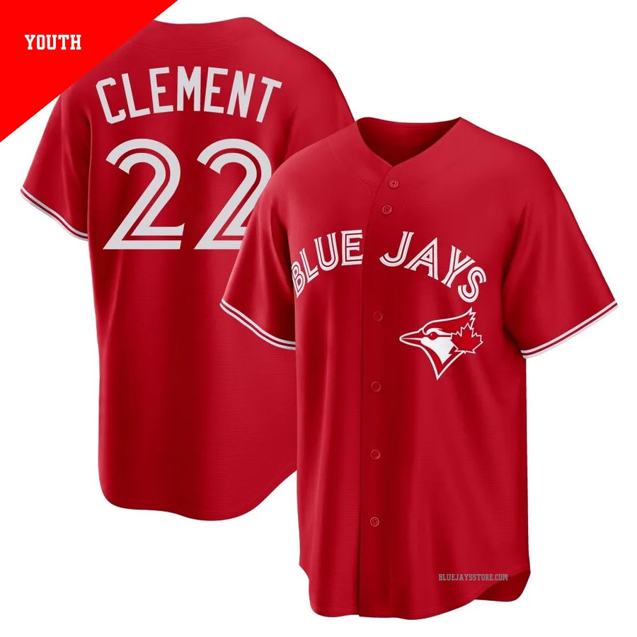 Youth Toronto Blue Jays Ernie Clement ＃22 Red Replica Canada Day Jersey
