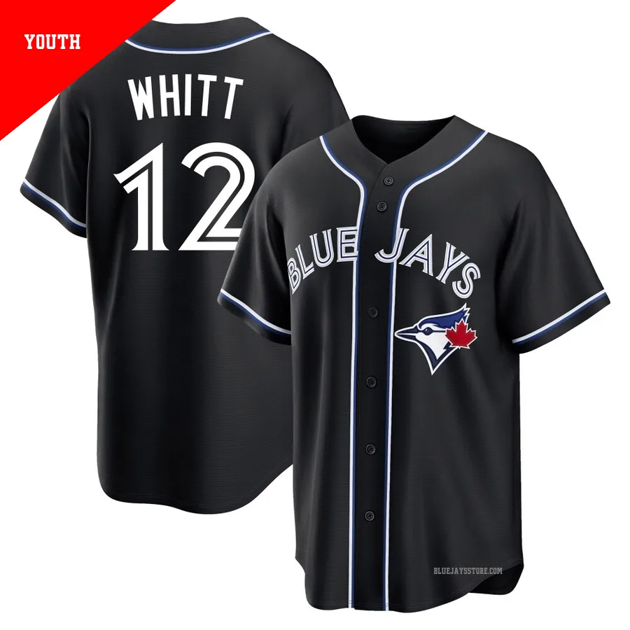 Youth Toronto Blue Jays Ernie Whitt ＃12 Black Replica Fashion Out Jersey