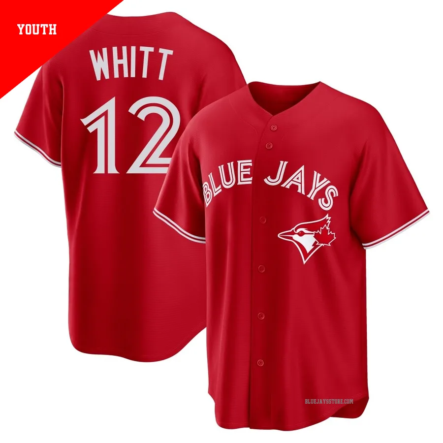 Youth Toronto Blue Jays Ernie Whitt ＃12 Red Replica Canada Day Jersey