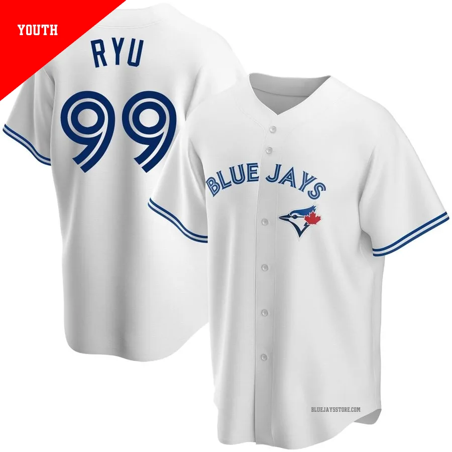 Youth Toronto Blue Jays Hyun Jin Ryu ＃99 White Replica Home Jersey