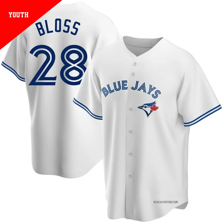 Youth Toronto Blue Jays Jake Bloss ＃28 White Replica Home Jersey
