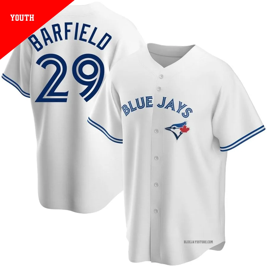 Youth Toronto Blue Jays Jesse Barfield ＃29 White Replica Home Jersey