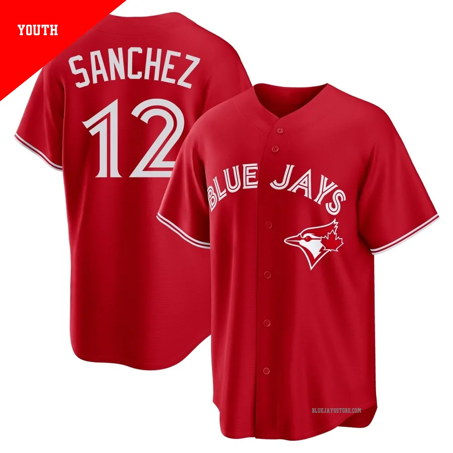 Youth Toronto Blue Jays Jesus Sanchez ＃12 Red Replica Canada Day Jersey
