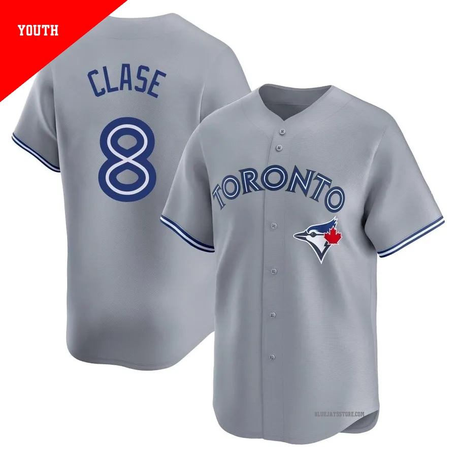 Youth Toronto Blue Jays Jonatan Clase ＃8 Gray Limited Away Jersey