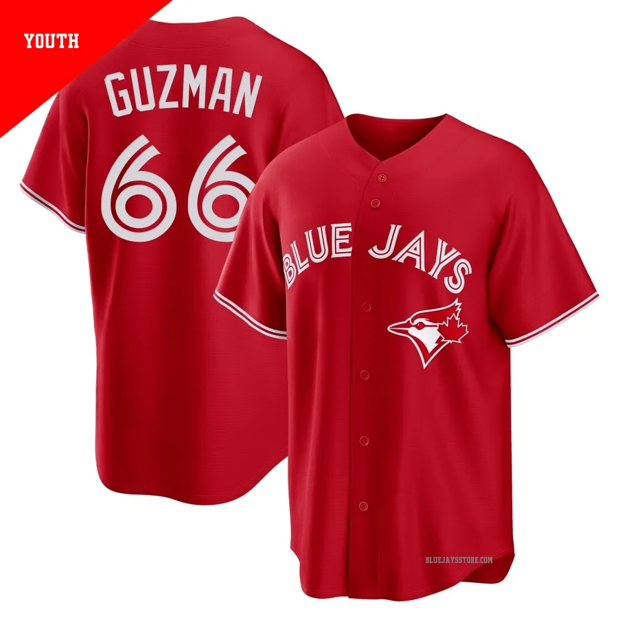 Youth Toronto Blue Jays Juan Guzman ＃66 Red Replica Canada Day Jersey