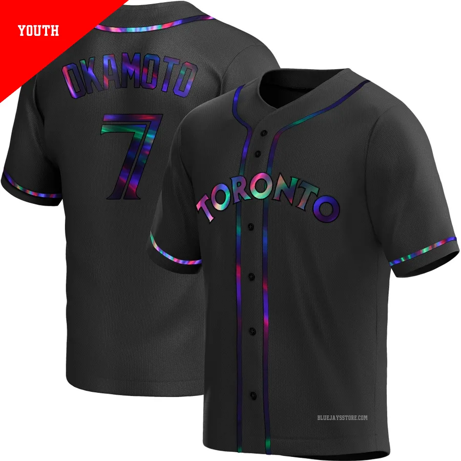 Youth Toronto Blue Jays Kazuma Okamoto ＃7 Black Replica Holographic Alternate Jersey