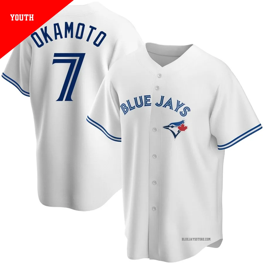 Youth Toronto Blue Jays Kazuma Okamoto ＃7 White Replica Home Jersey
