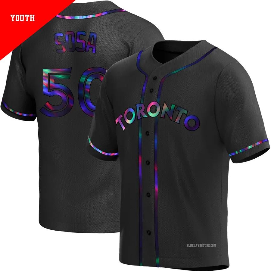 Youth Toronto Blue Jays Lenyn Sosa ＃50 Black Replica Holographic Alternate Jersey
