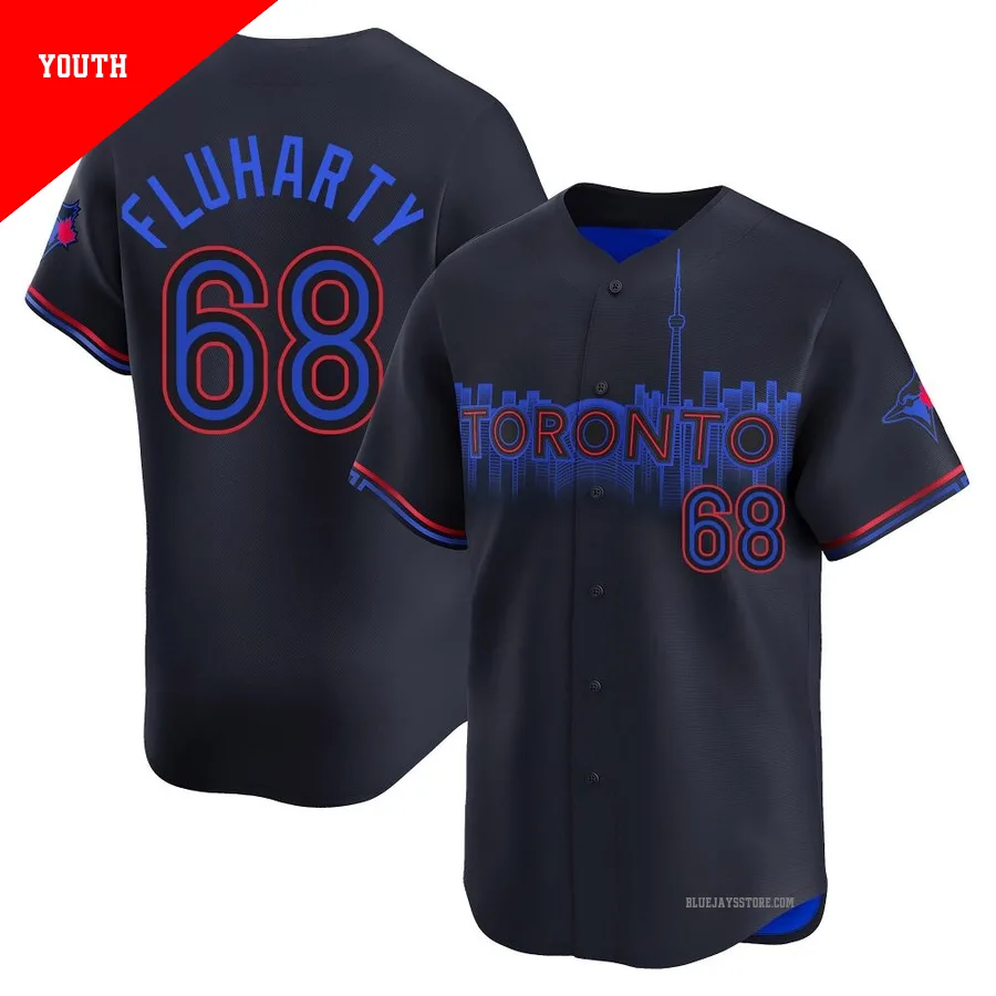 Youth Toronto Blue Jays Mason Fluharty ＃68 Black Limited 2024 City Connect Jersey