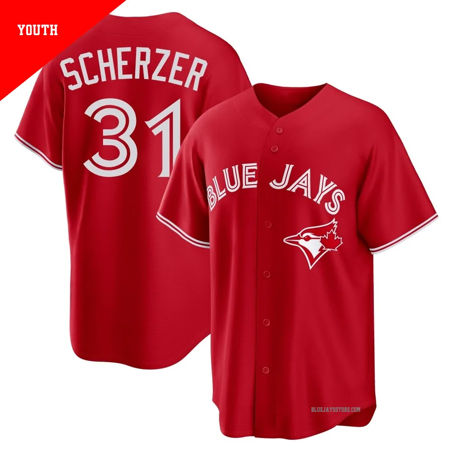 Youth Toronto Blue Jays Max Scherzer ＃31 Red Replica Canada Day Jersey