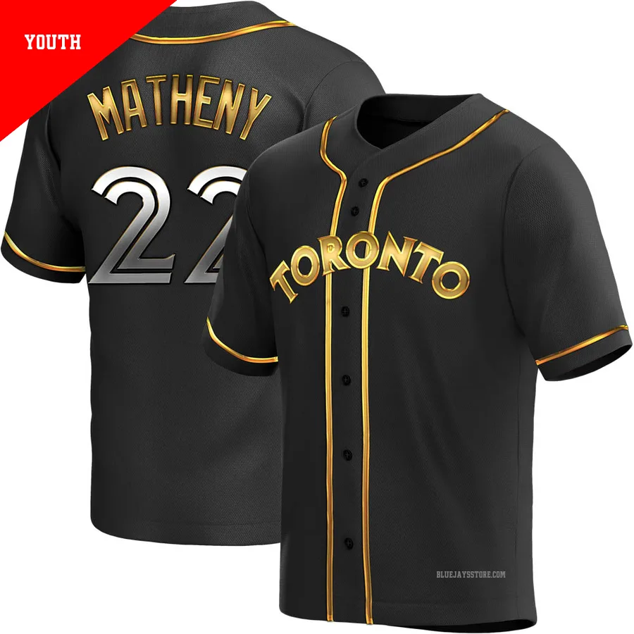 Youth Toronto Blue Jays Mike Matheny ＃22 Gold Replica Black en Alternate Jersey